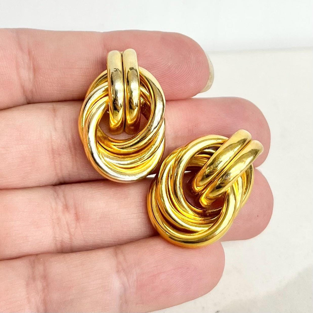 Vintage Gold Tone Knot Earrings for Pierced Ears 1980’s - 1990’s MillyOliverVintage
