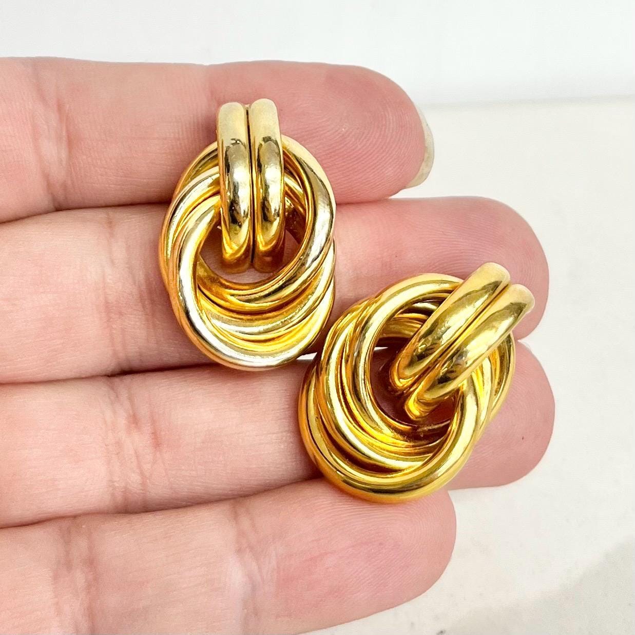 Vintage Gold Tone Knot Earrings for Pierced Ears 1980’s - 1990’s MillyOliverVintage