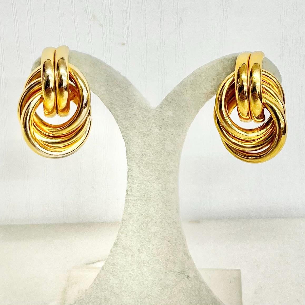 Vintage Gold Tone Knot Earrings for Pierced Ears 1980’s - 1990’s MillyOliverVintage