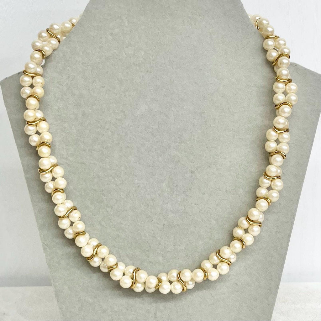 Trifari Gold Plate and Faux Pearl Necklace : Fabulous Vintage Signed Bridal Jewellery MillyOliverVintage