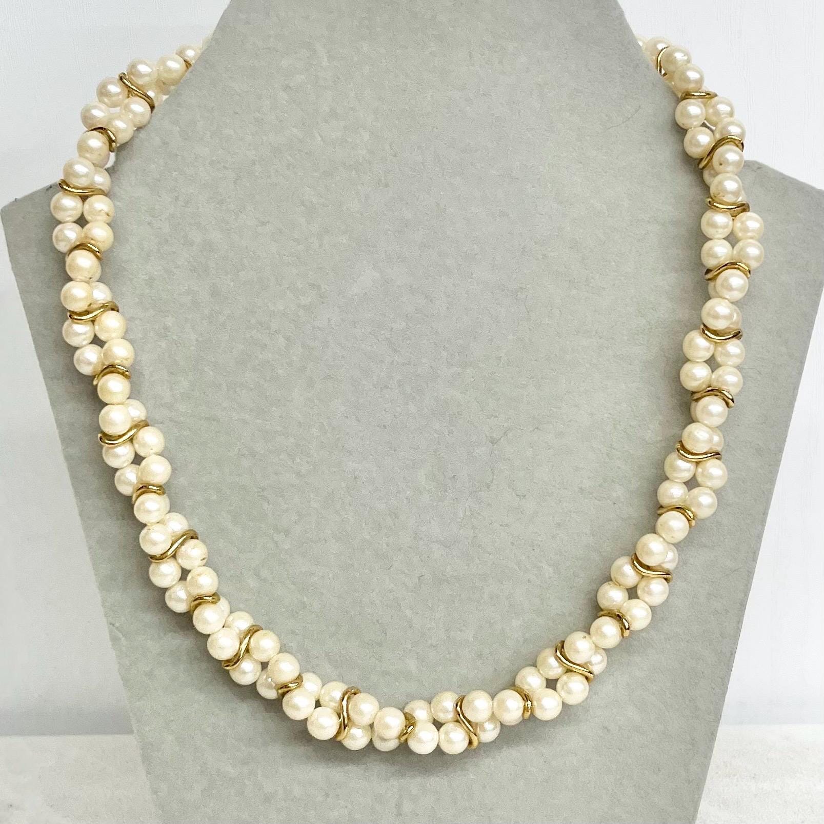 Trifari Gold Plate and Faux Pearl Necklace : Fabulous Vintage Signed Bridal Jewellery MillyOliverVintage
