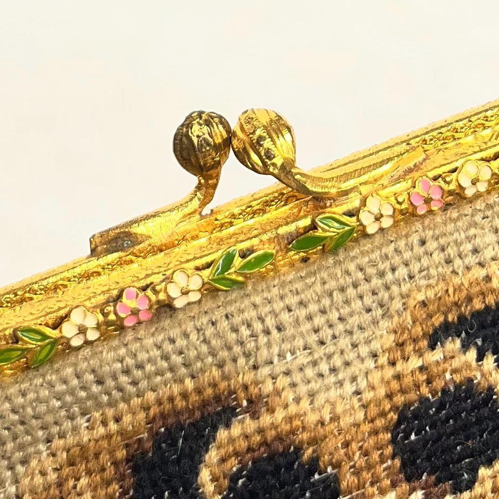 1940’s Needlepoint Tapestry Evening Bag : Hand Stitched Beautifully Floral Design MillyOliverVintage