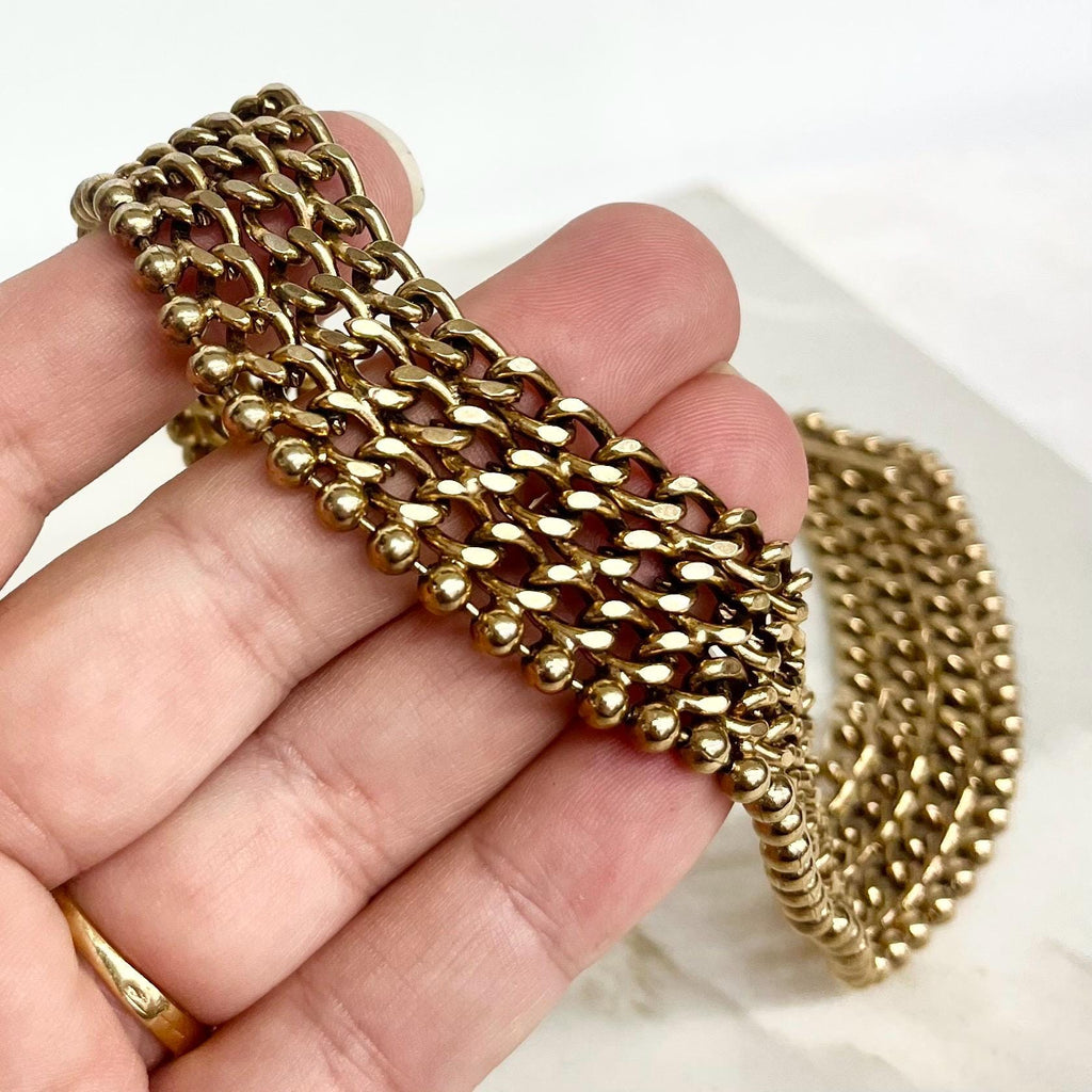 Wide Collar Necklace Gold Tone : Vintage Statement Grecian Style Chain 17” Long MillyOliverVintage