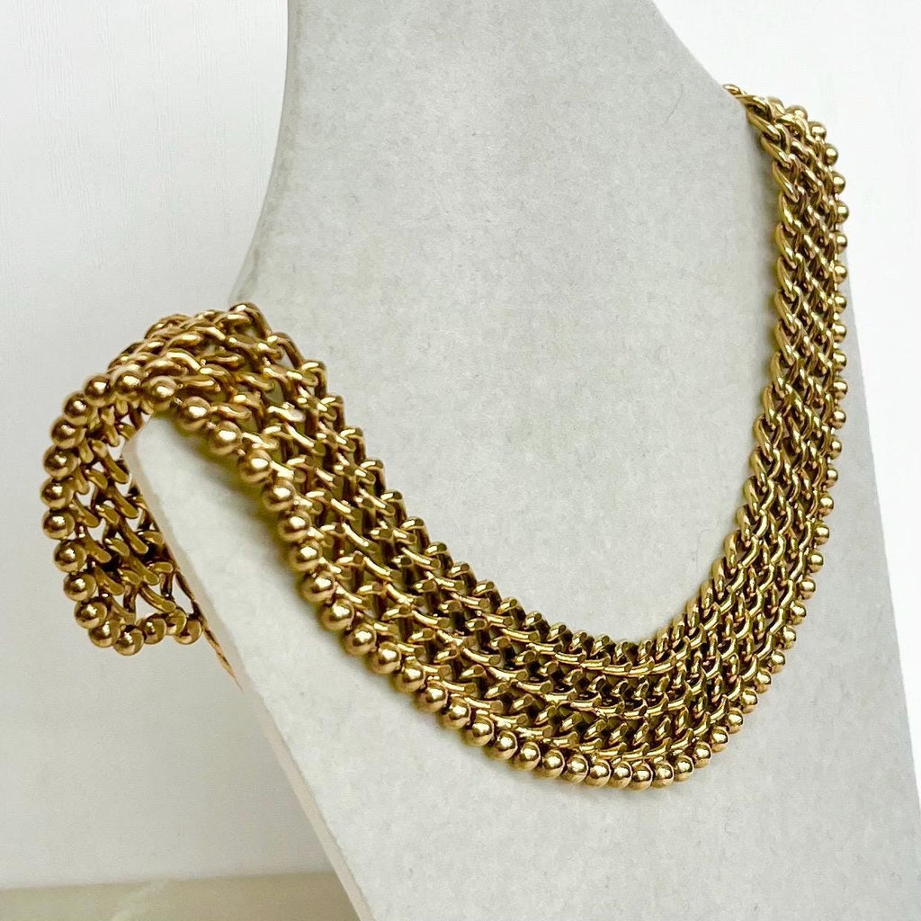 Wide Collar Necklace Gold Tone : Vintage Statement Grecian Style Chain 17” Long MillyOliverVintage