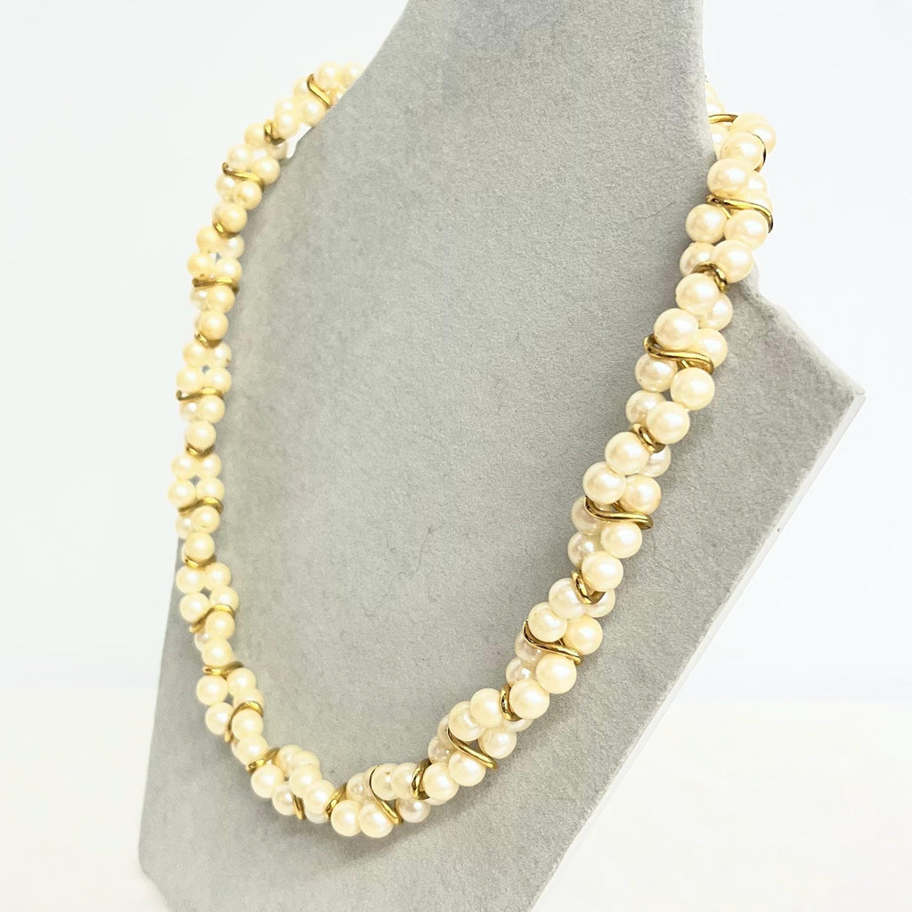 Trifari Gold Plate and Faux Pearl Necklace : Fabulous Vintage Signed Bridal Jewellery MillyOliverVintage