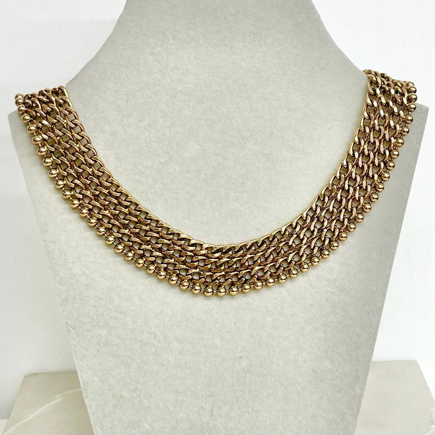 Wide Collar Necklace Gold Tone : Vintage Statement Grecian Style Chain 17” Long MillyOliverVintage