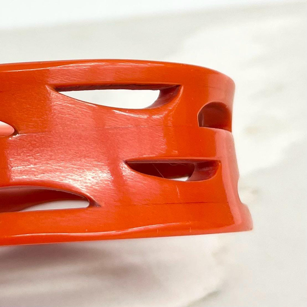 Orange Bakelite Bangle : Chunky Vintage Design with Crescent Shaped Cutout Details Costume Jewellery MillyOliverVintage