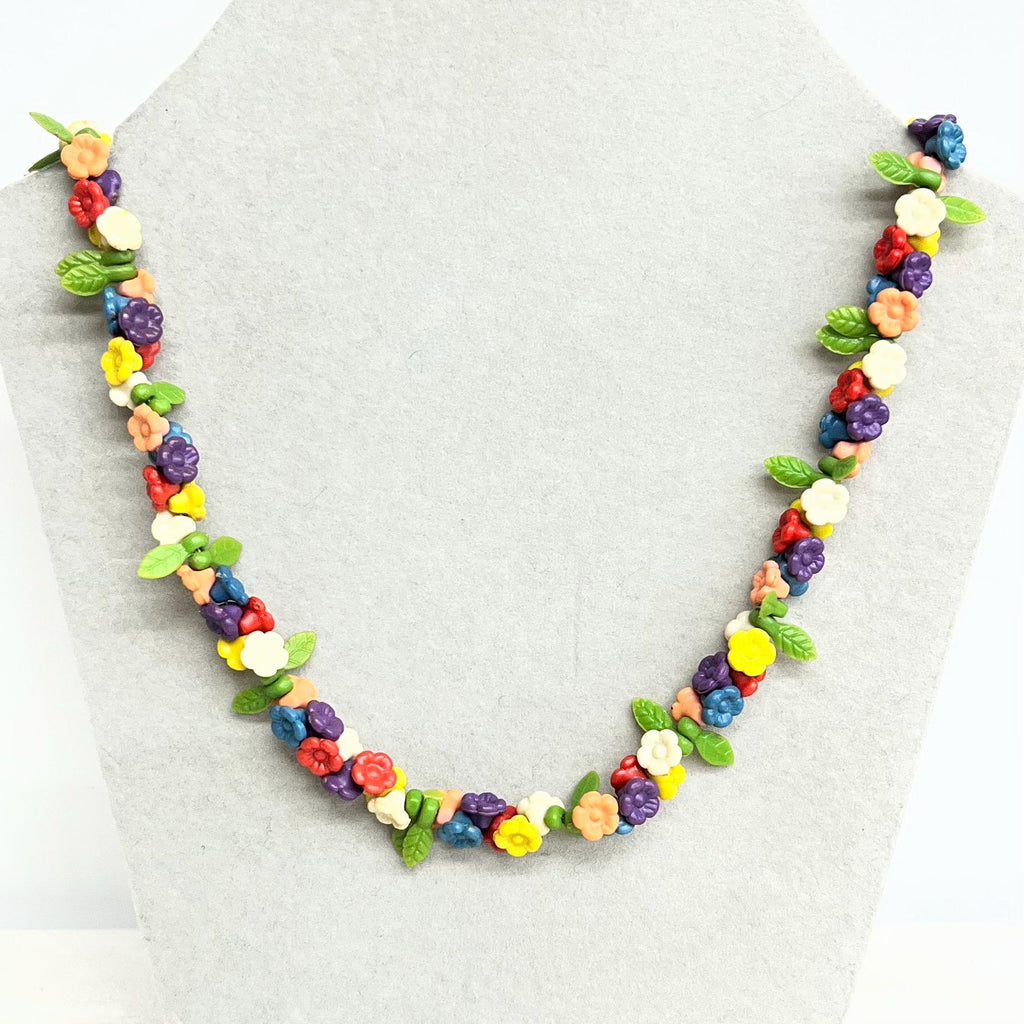 Vintage Plastic Multi Coloured Flower Bead Necklace : 1950’s 1960’s with a Barrel Clasp MillyOliverVintage
