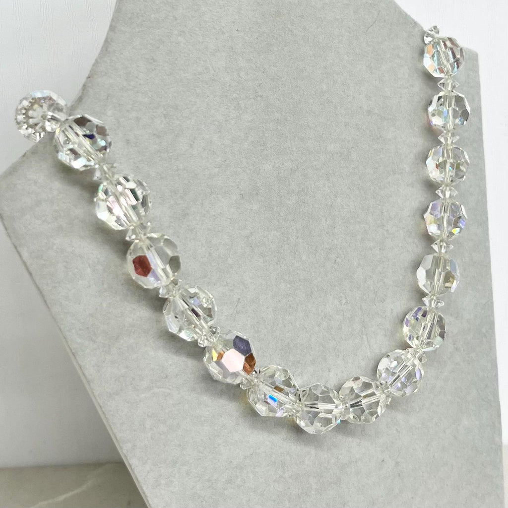 Vintage Aurora Borealis Austrian Crystal Bead Bridal Necklace : 1930s - 1940’s with a Hook Clasp MillyOliverVintage