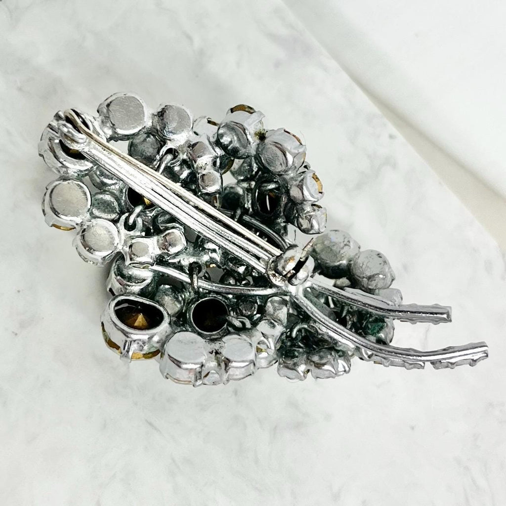 Vintage Clear Crystal Cluster Flower Brooch in a Silver Tone Setting Excellent Quality Substantial Statememt Jewellery MillyOliverVintage