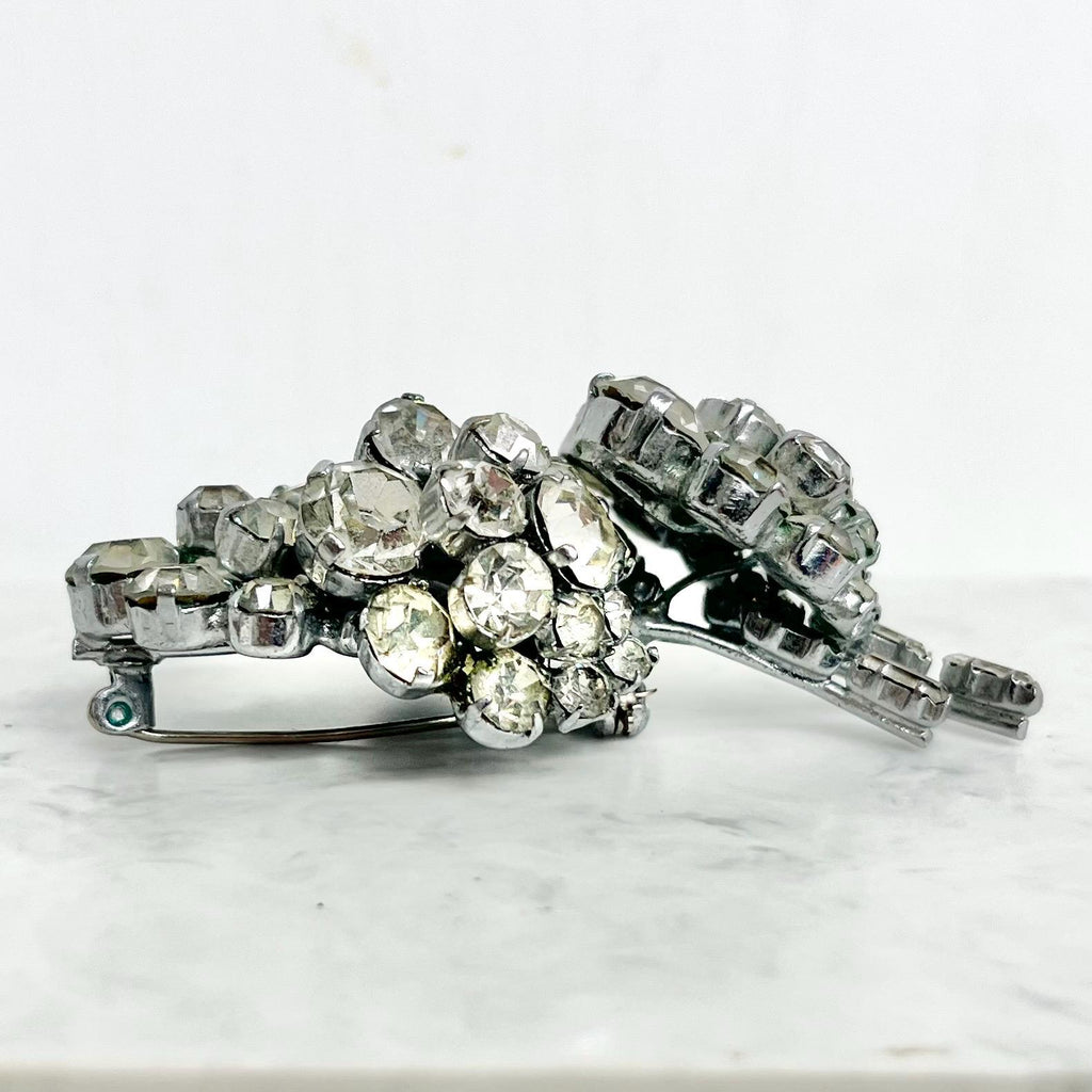 Vintage Clear Crystal Cluster Flower Brooch in a Silver Tone Setting Excellent Quality Substantial Statememt Jewellery MillyOliverVintage