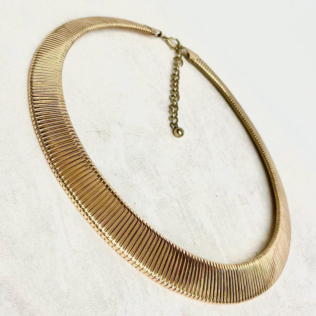 Vintage Gold Plated Omega Link Chain Collar Necklace 1970’s - 1980’s Statement Power Chain MillyOliverVintage