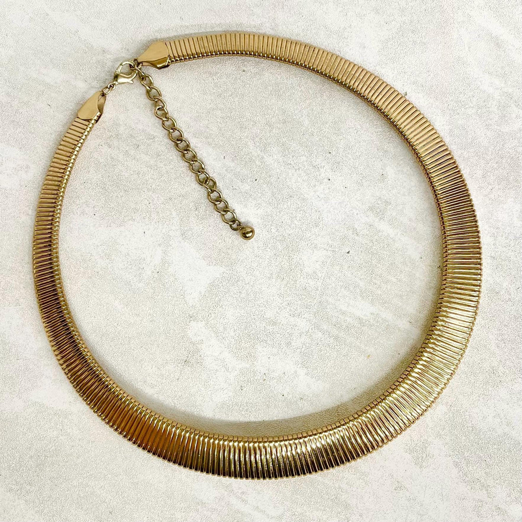 Vintage Gold Plated Omega Link Chain Collar Necklace 1970’s - 1980’s Statement Power Chain MillyOliverVintage