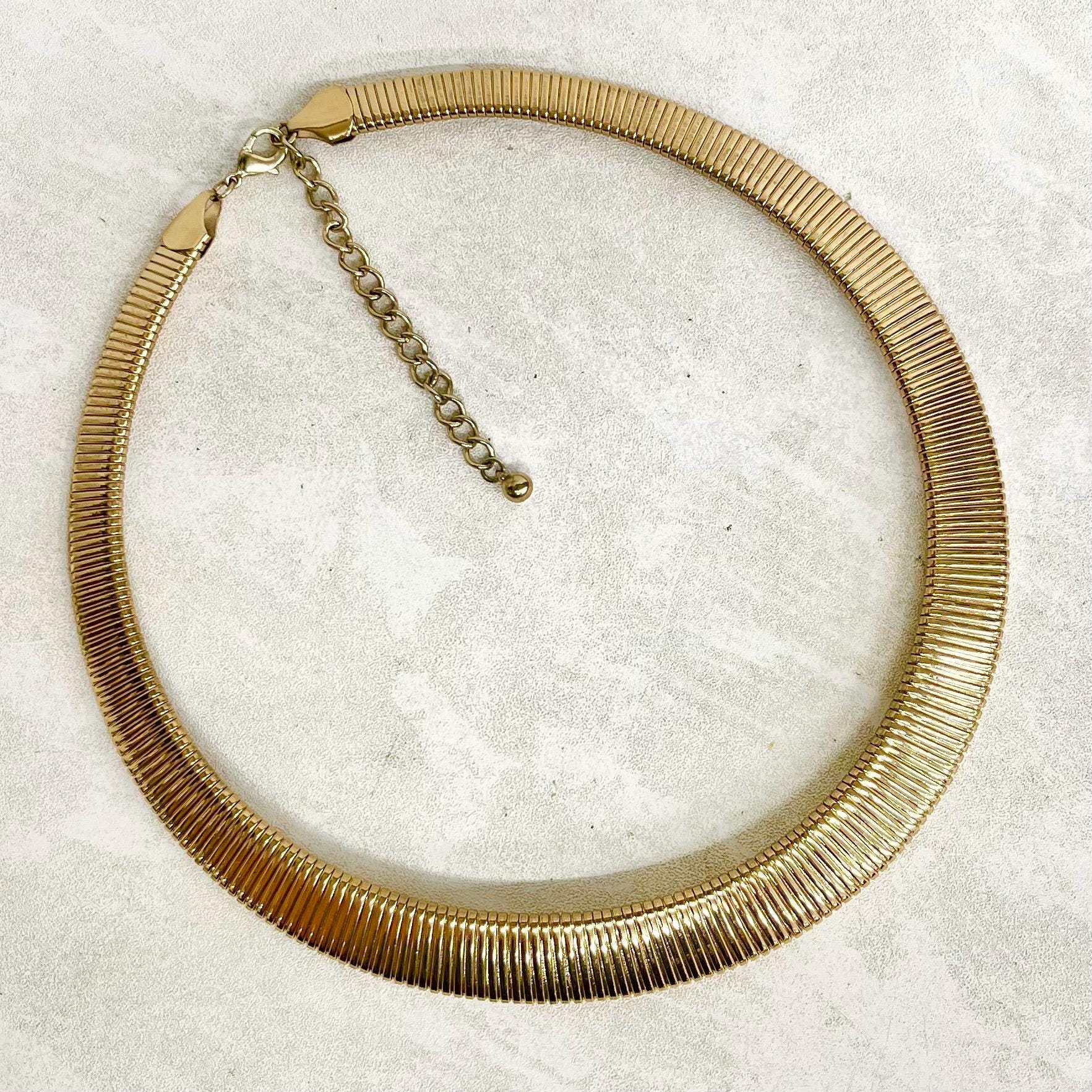 Vintage Gold Plated Omega Link Chain Collar Necklace 1970’s - 1980’s Statement Power Chain MillyOliverVintage