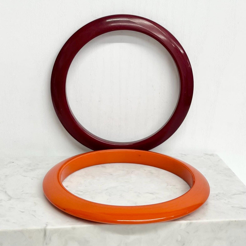 Pair of Bakelite Bangles Cherry Amber Bakelite and Orange Mid Century MillyOliverVintage
