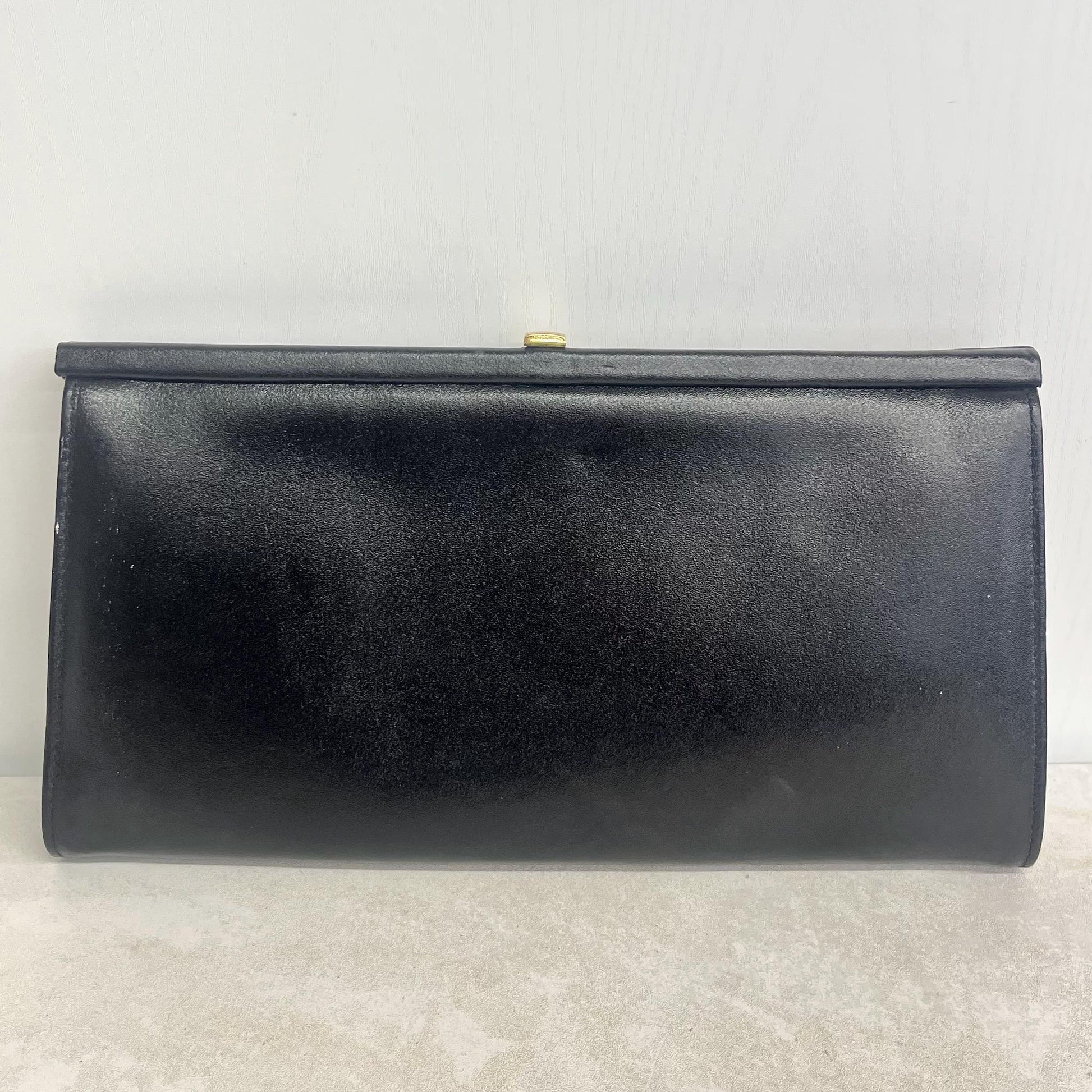 Vintage Real Leather Debonair Snakeskin Effect Large Clutch Bag with a Long Chain Strap Black & Tan MillyOliverVintage