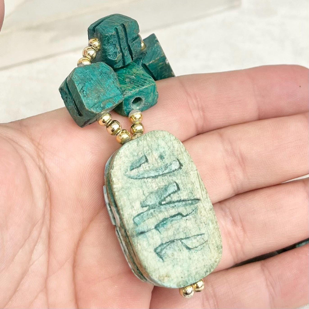 Vintage Turquoise Style Scarab Beetle Necklace : Egyptian Revival MillyOliverVintage