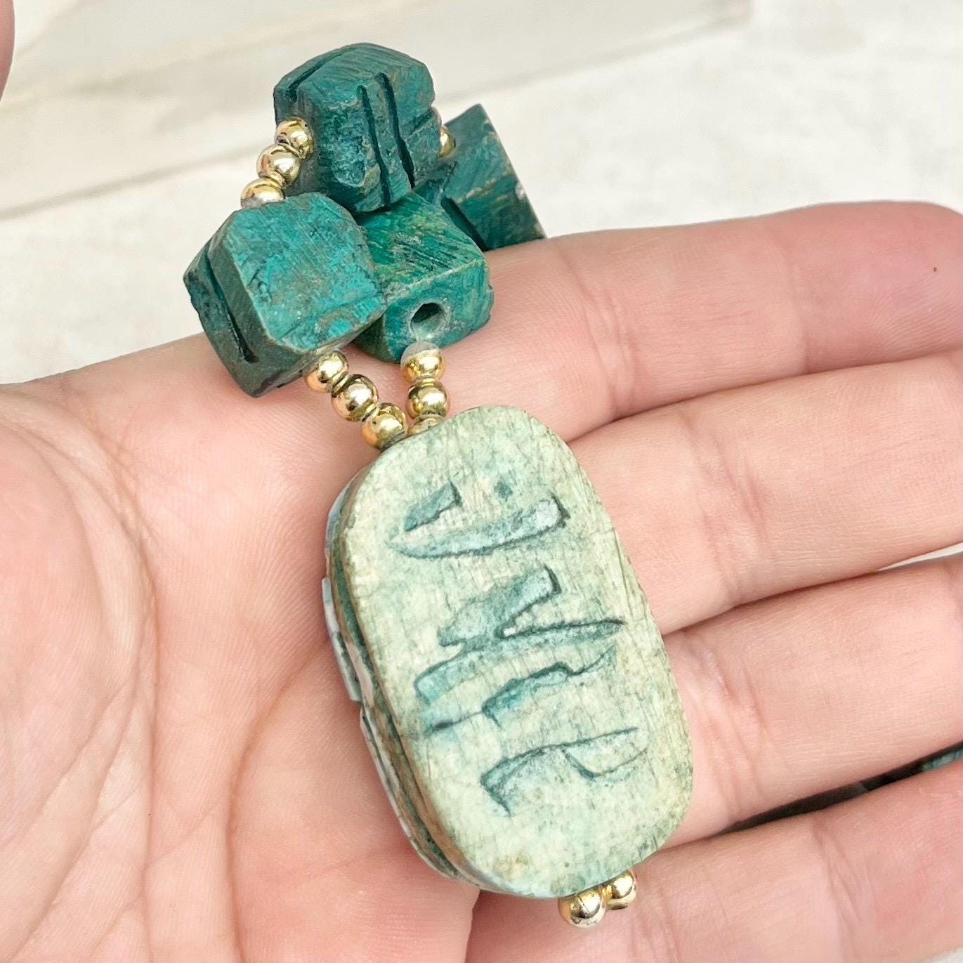 Vintage Turquoise Style Scarab Beetle Necklace : Egyptian Revival MillyOliverVintage