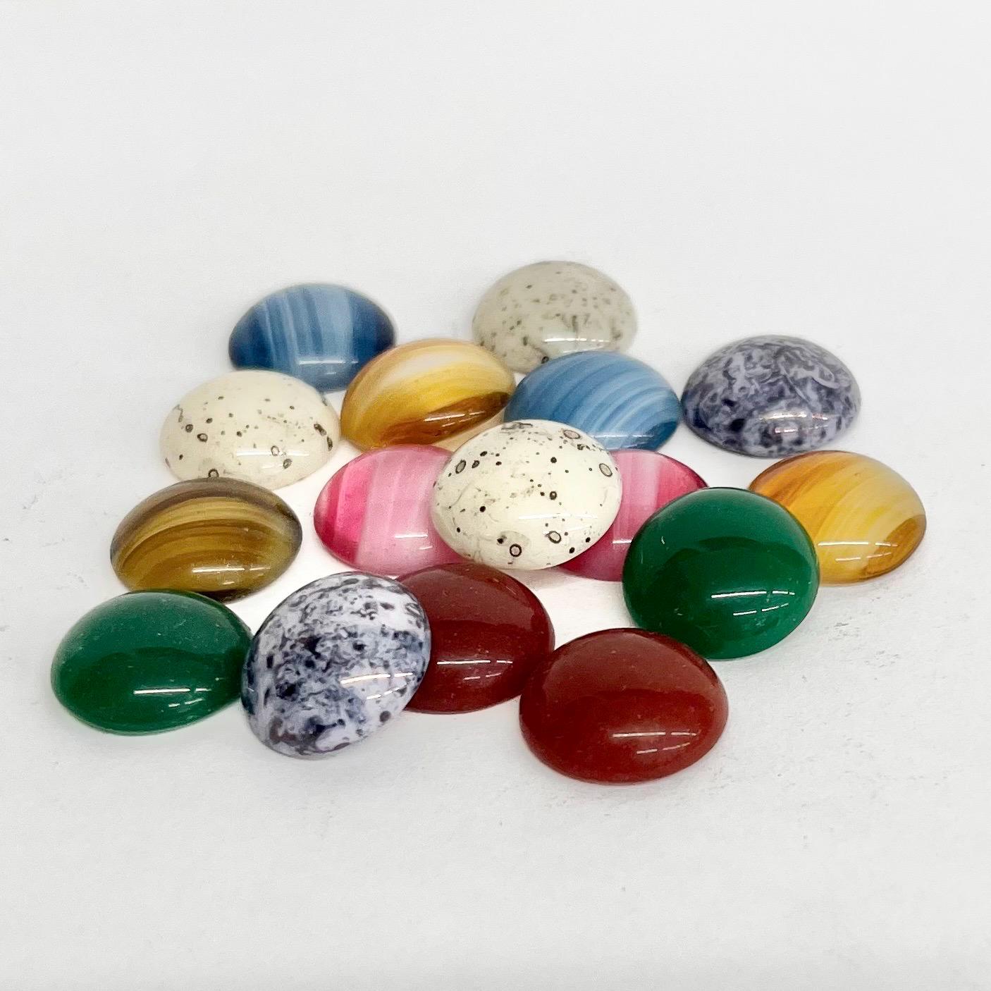 200g Mixed 15mm Vintage Glass Cabochon Round Stones - for Miracle Jewellery Crafts Mosaics MillyOliverVintage
