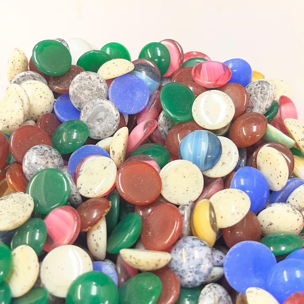 200g Mixed 15mm Vintage Glass Cabochon Round Stones - for Miracle Jewellery Crafts Mosaics MillyOliverVintage