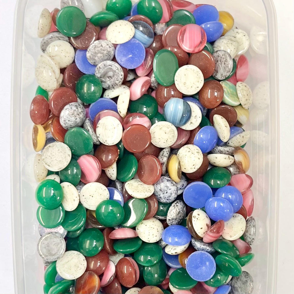 200g Mixed 15mm Vintage Glass Cabochon Round Stones - for Miracle Jewellery Crafts Mosaics MillyOliverVintage