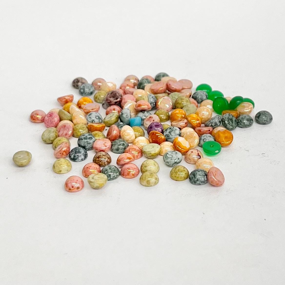 200g Mixed 5mm Vintage Glass Cabochon Round Stones - for Miracle Jewellery Crafts Mosaics MillyOliverVintage