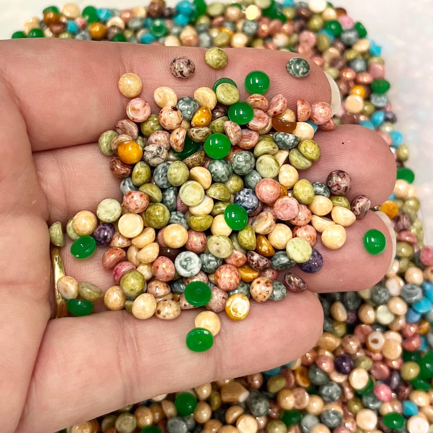 200g Mixed 5mm Vintage Glass Cabochon Round Stones - for Miracle Jewellery Crafts Mosaics MillyOliverVintage