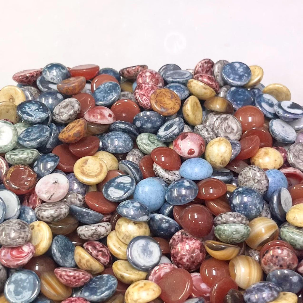 200g Mixed 10mm Vintage Glass Cabochon Round Stones - for Miracle Jewellery Crafts Mosaics MillyOliverVintage