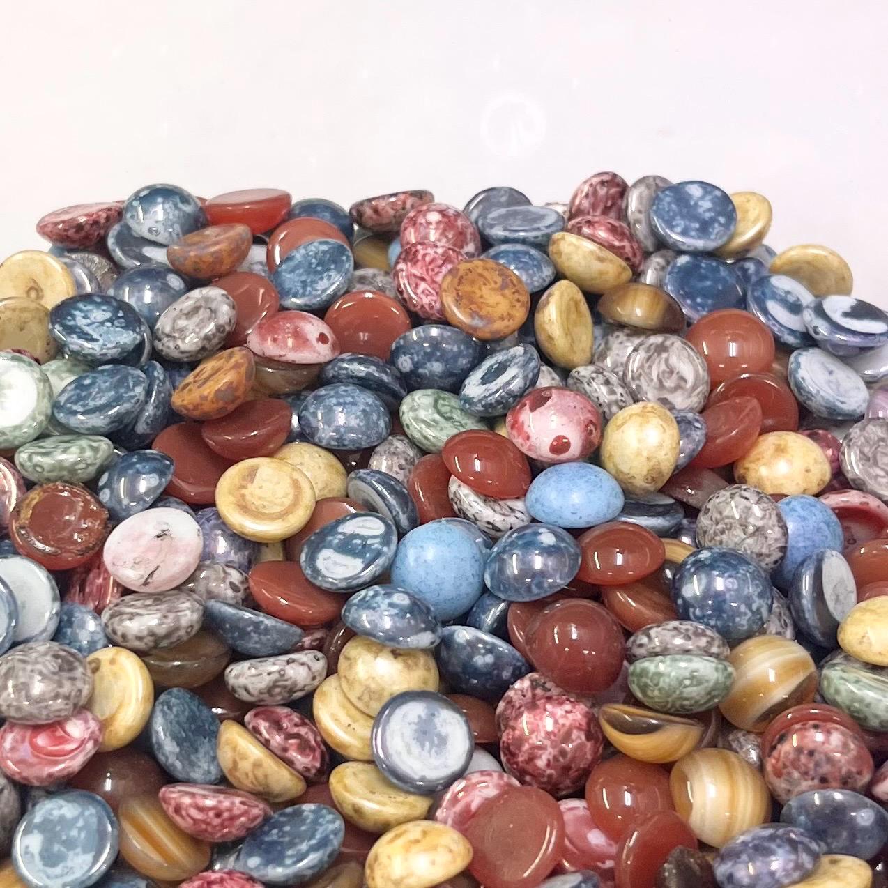 200g Mixed 10mm Vintage Glass Cabochon Round Stones - for Miracle Jewellery Crafts Mosaics MillyOliverVintage