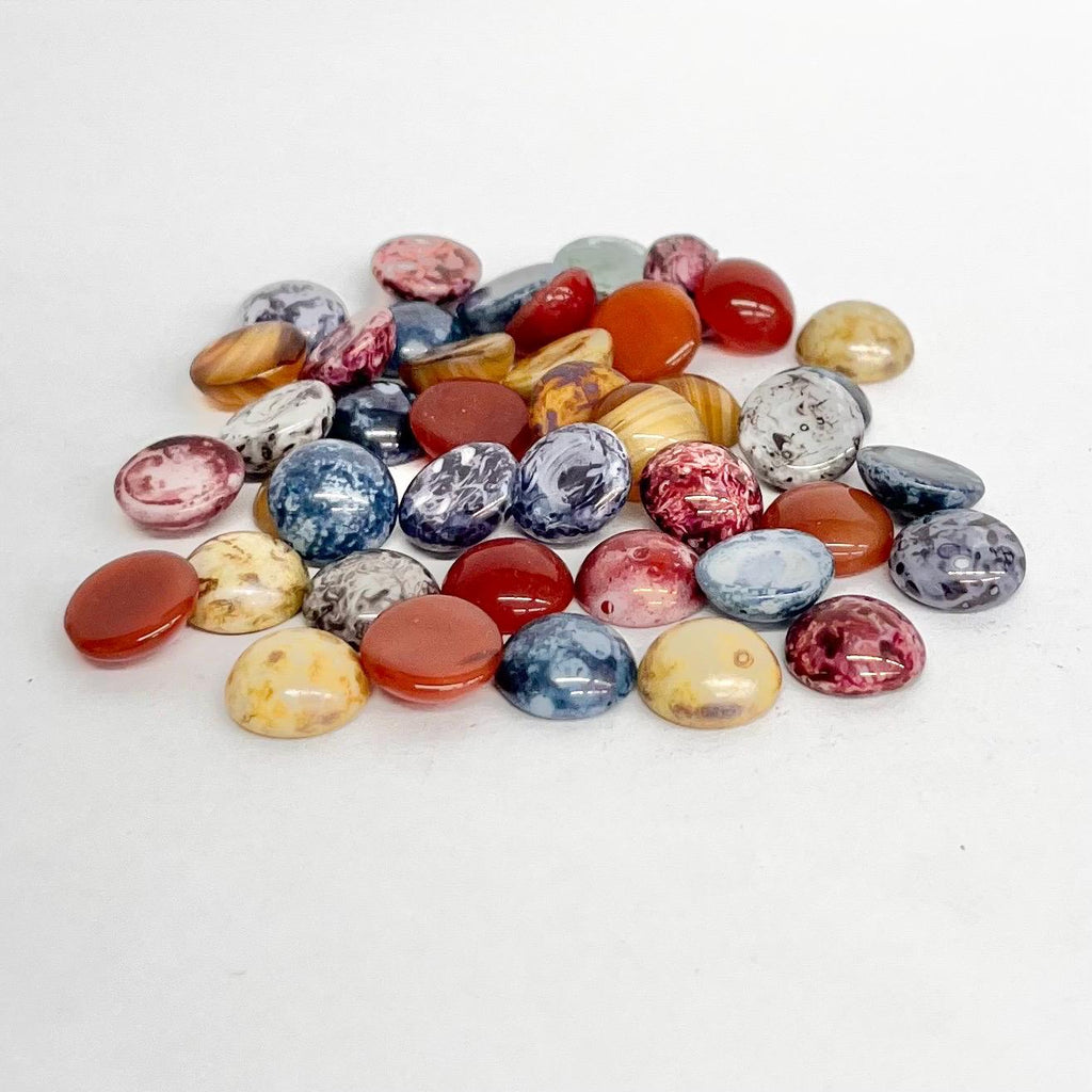 200g Mixed 10mm Vintage Glass Cabochon Round Stones - for Miracle Jewellery Crafts Mosaics MillyOliverVintage