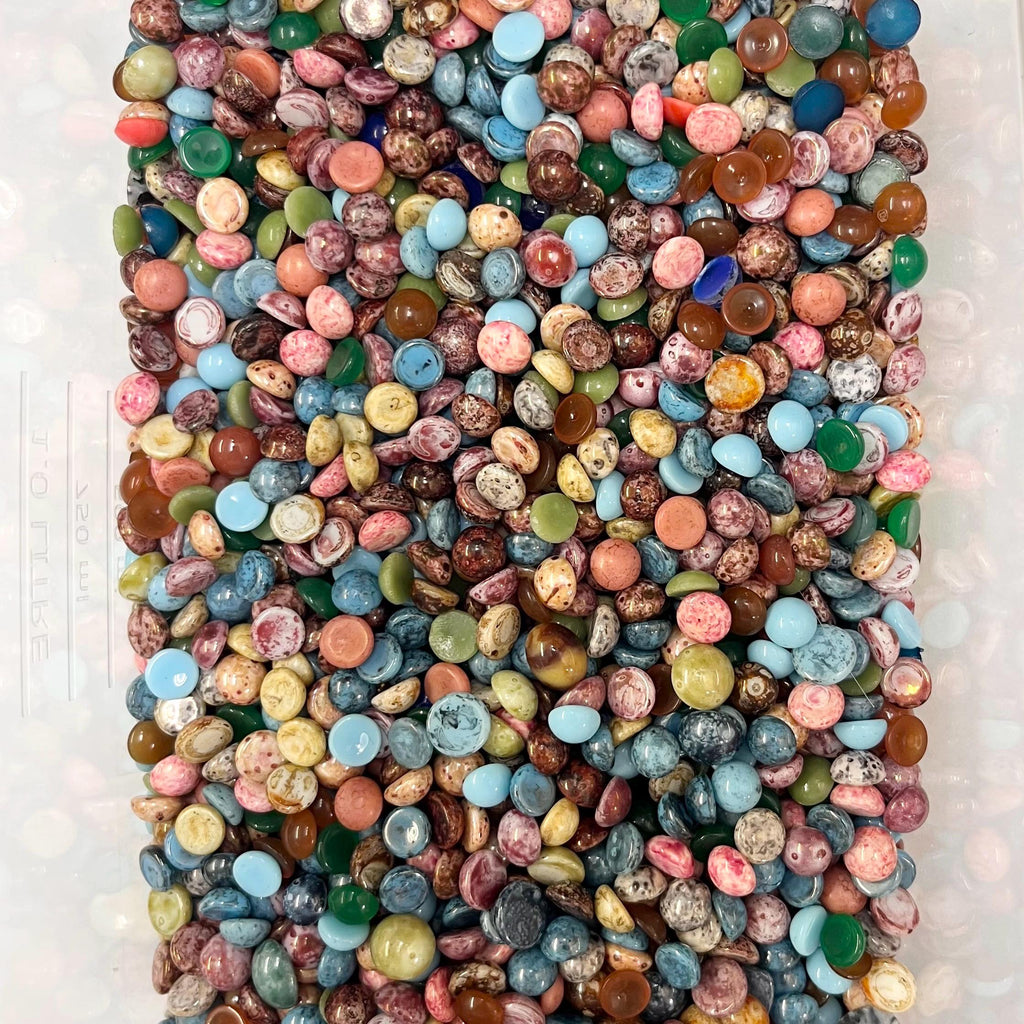 200g Mixed 7mm Vintage Glass Cabochon Round Stones - for Miracle Jewellery Crafts Mosaics MillyOliverVintage