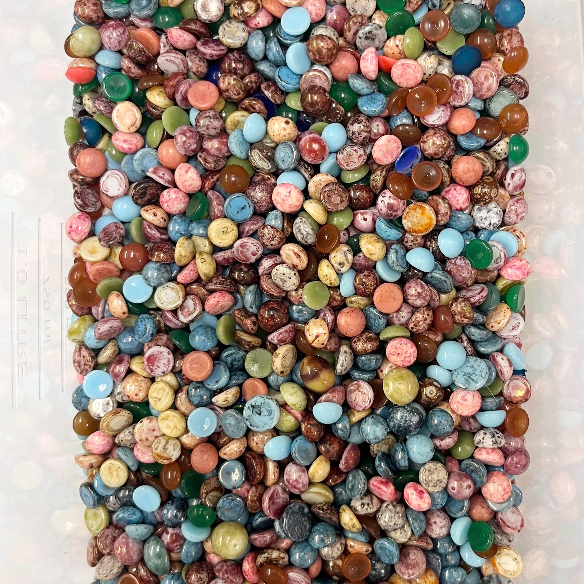 200g Mixed 7mm Vintage Glass Cabochon Round Stones - for Miracle Jewellery Crafts Mosaics MillyOliverVintage