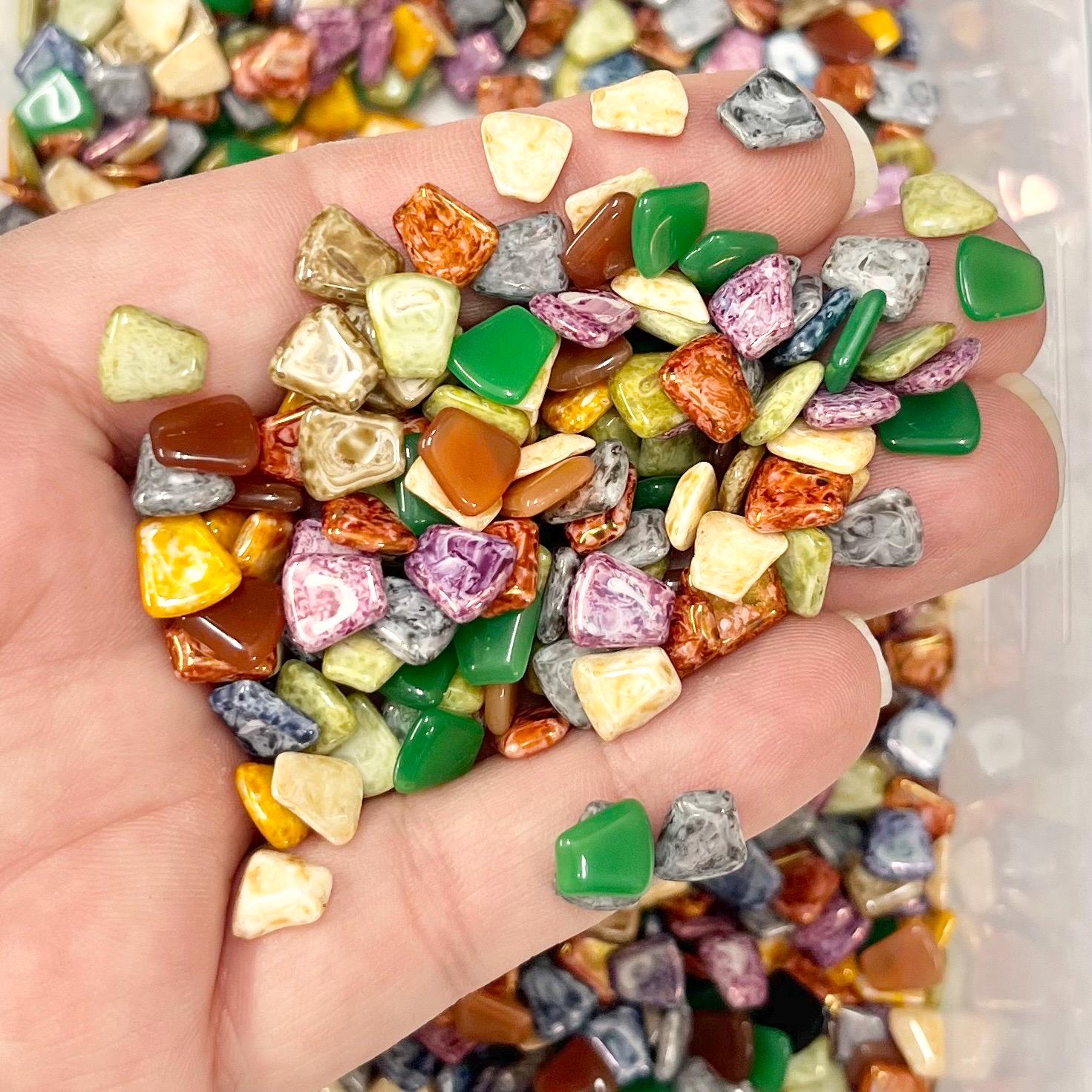 200g Mixed 8x7mm Vintage Glass Cabochon Trapeze Stones - for Miracle Jewellery Crafts Mosaics MillyOliverVintage