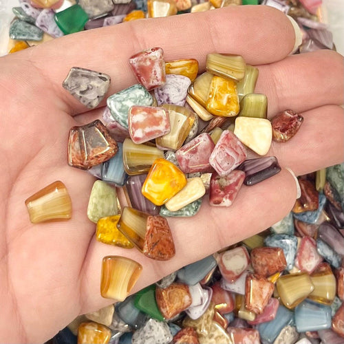 200g Mixed 11x10mm Vintage Glass Cabochon Trapeze Stones - for Miracle Jewellery Crafts Mosaics MillyOliverVintage