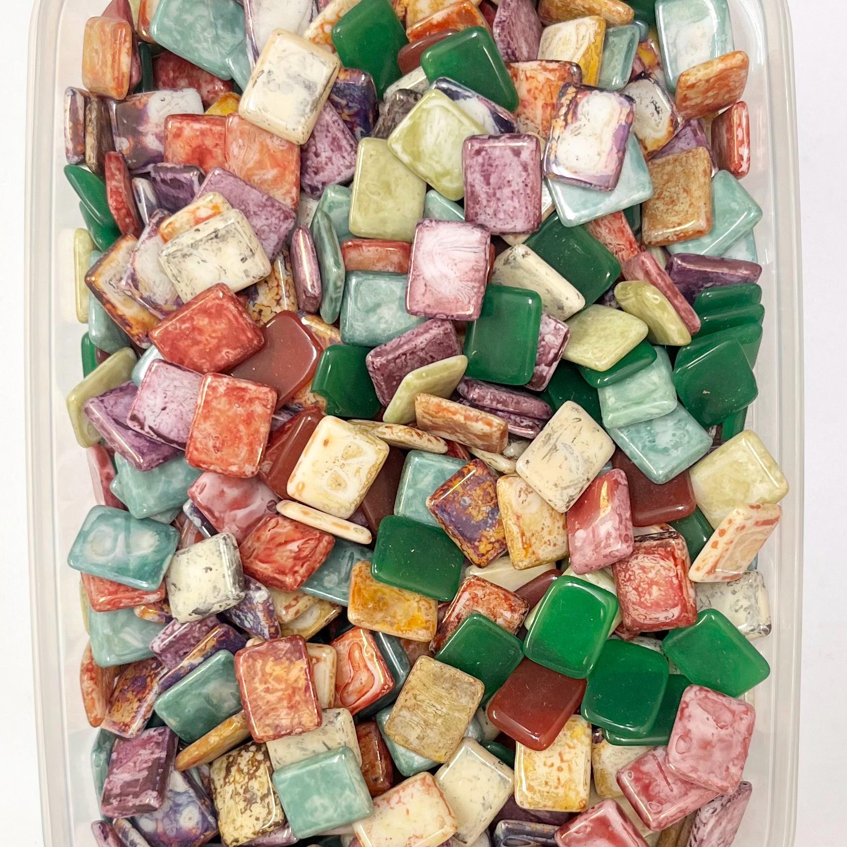 200g Mixed 16x12mm Vintage Glass Cabochon Rectangle Stones - for Miracle Jewellery Crafts Mosaics MillyOliverVintage