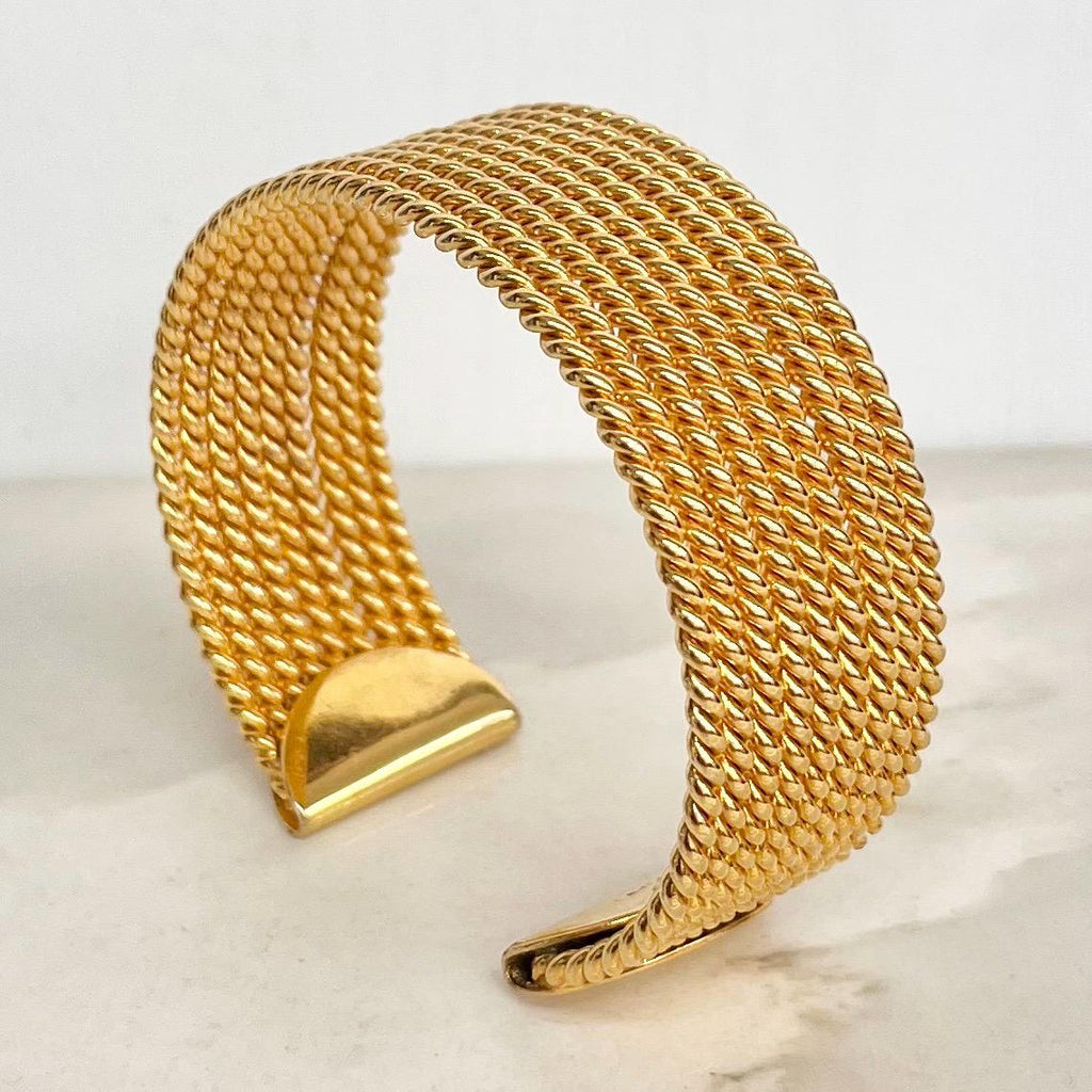 Vintage Avon Wide Gold Tone 1980’s Open Bangle Rope Twist Design MillyOliverVintage