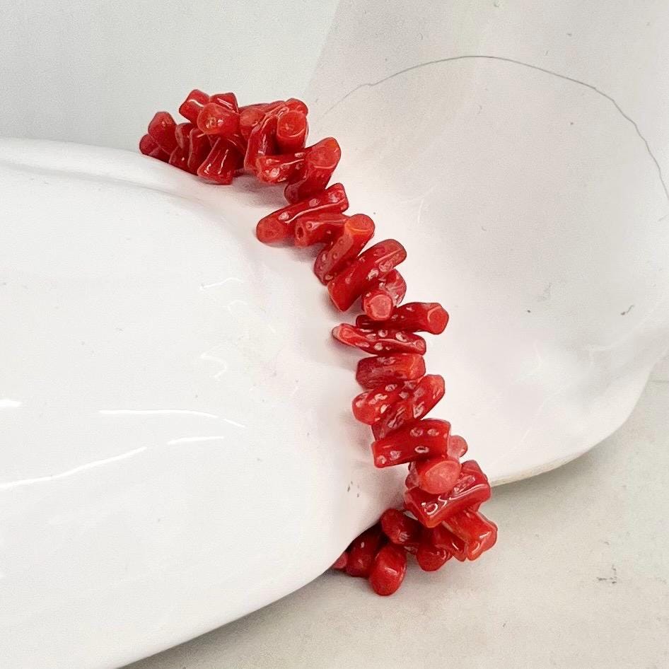 Vintage Coral Stick Bracelet with a Gold Plated Clasp 7.5” MillyOliverVintage