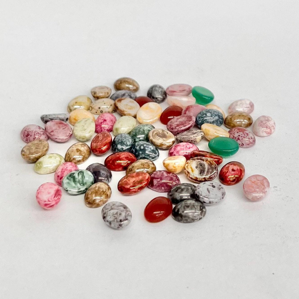 200g Mixed 8x6mm Vintage Glass Cabochon Oval Stones - for Miracle Jewellery Crafts Mosaics MillyOliverVintage