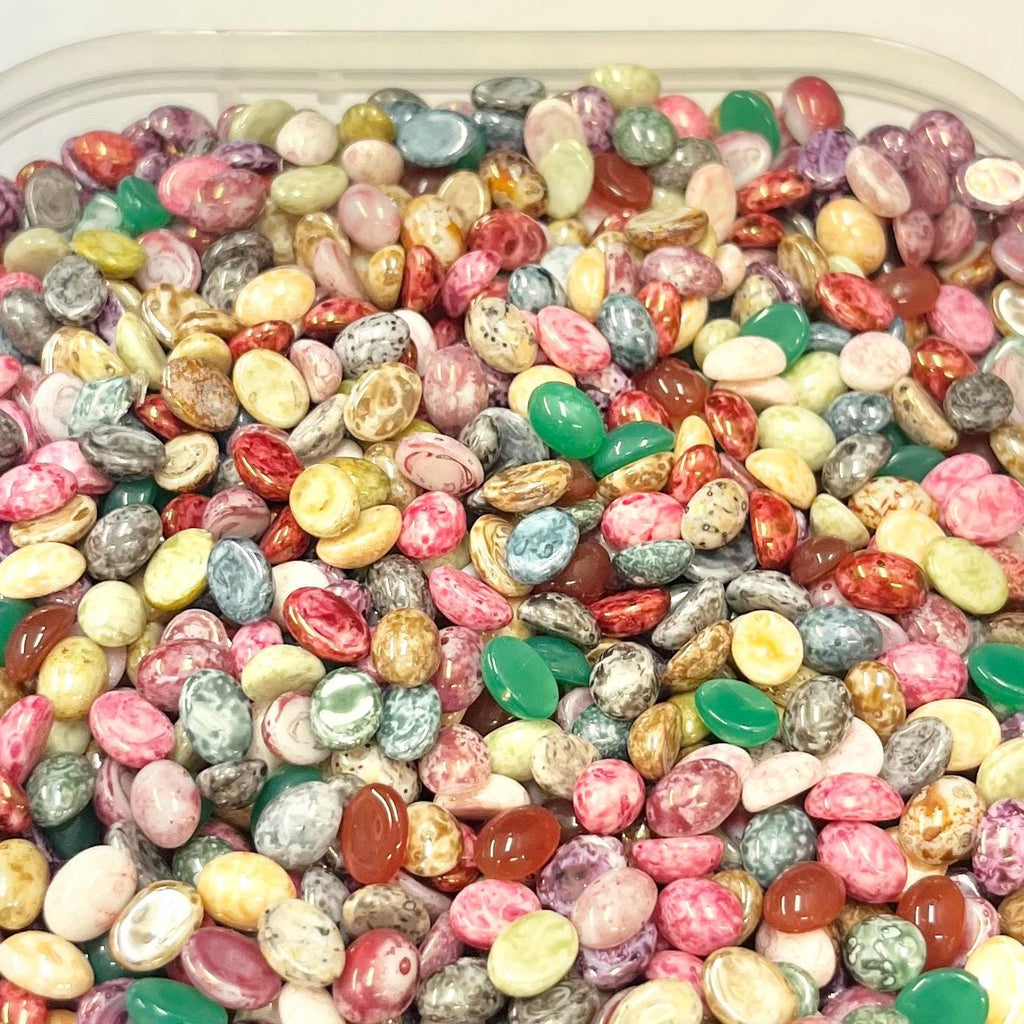 200g Mixed 8x6mm Vintage Glass Cabochon Oval Stones - for Miracle Jewellery Crafts Mosaics MillyOliverVintage