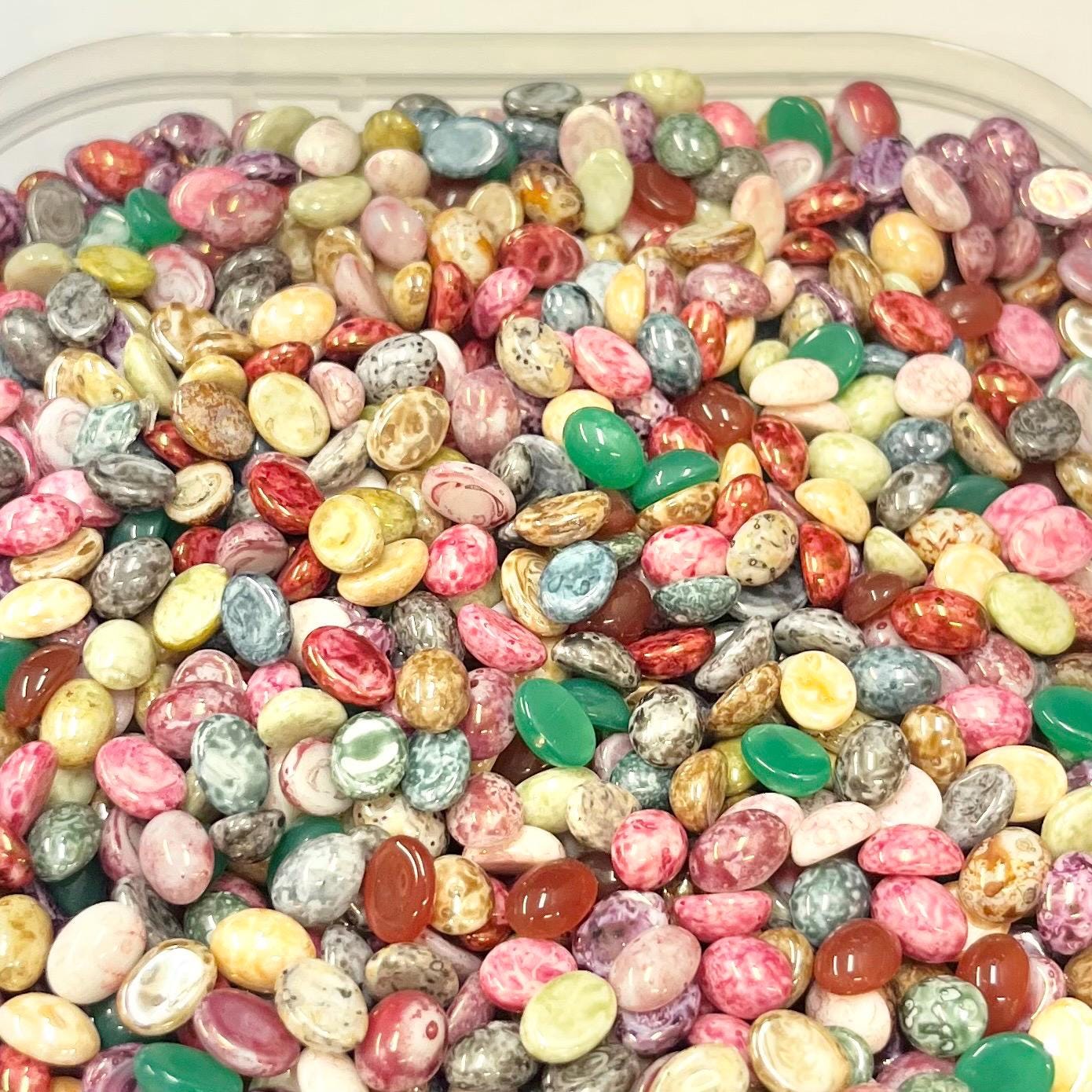 200g Mixed 8x6mm Vintage Glass Cabochon Oval Stones - for Miracle Jewellery Crafts Mosaics MillyOliverVintage
