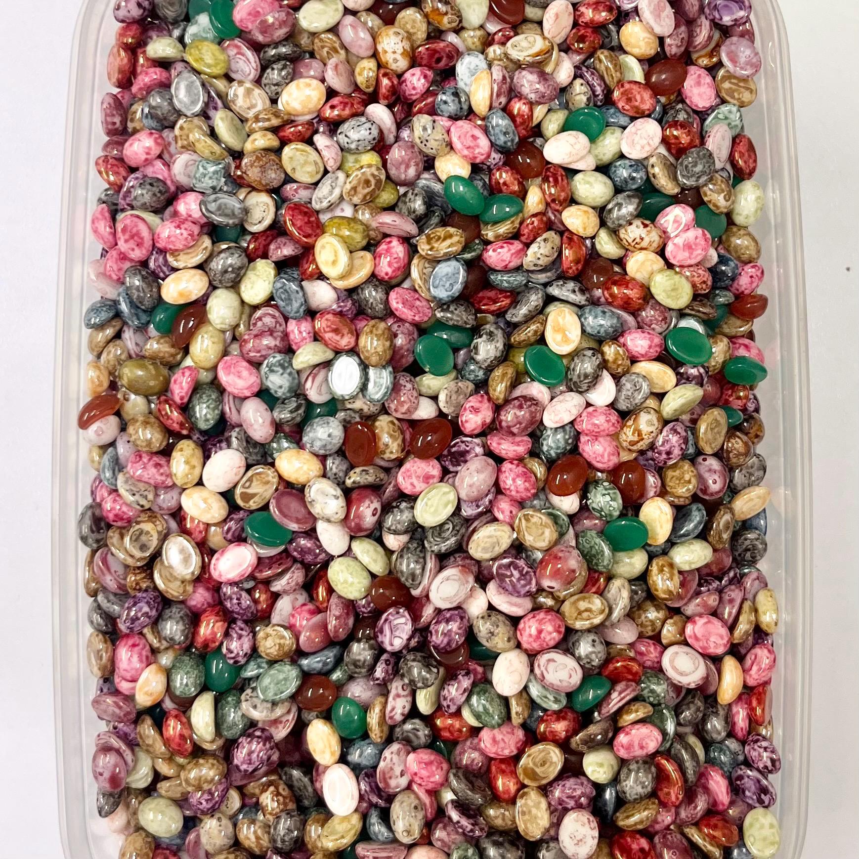 200g Mixed 8x6mm Vintage Glass Cabochon Oval Stones - for Miracle Jewellery Crafts Mosaics MillyOliverVintage