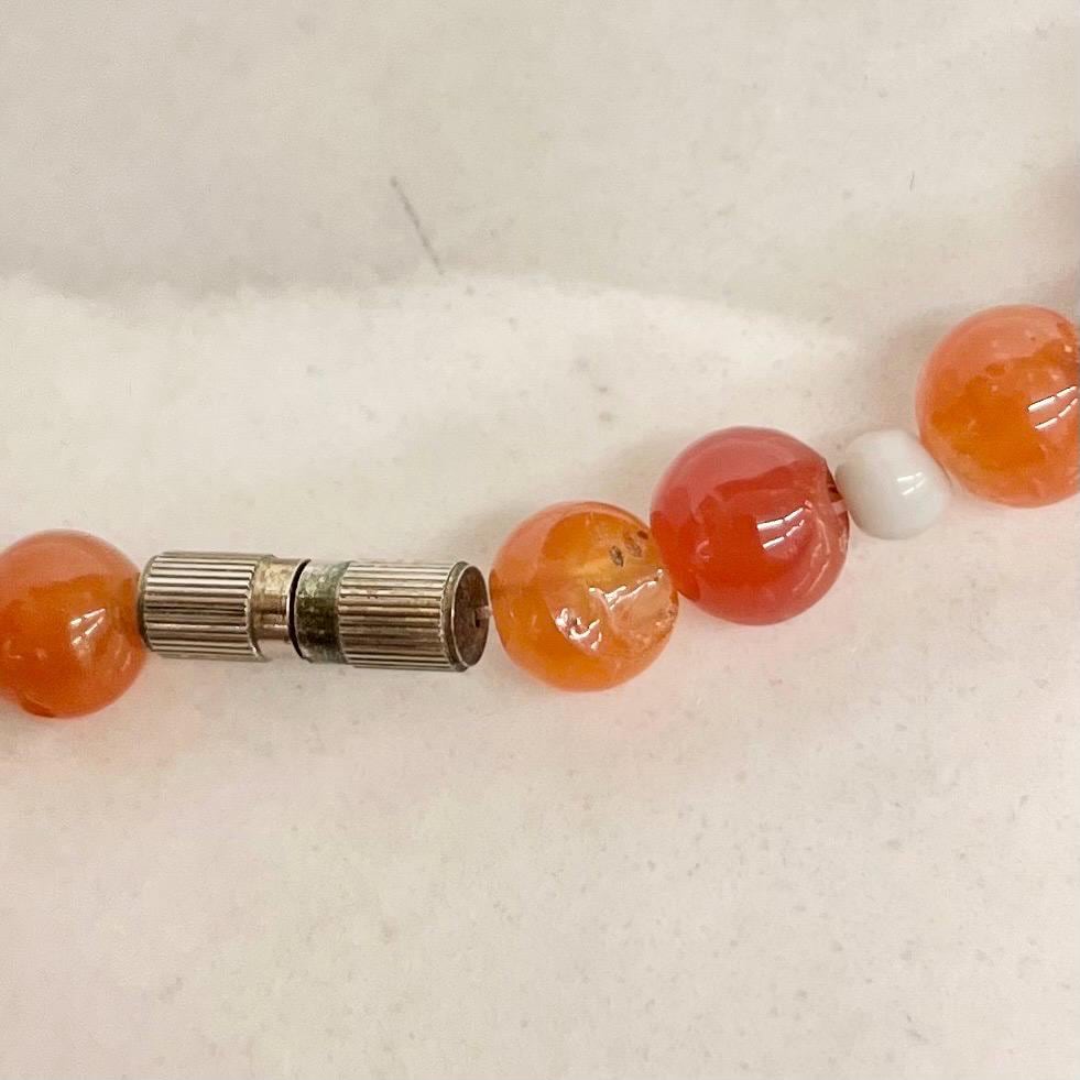 Vintage Carnelian Glass Uranium Graduated Bead Necklace Orange Bright Green UV Reactive Glow 1940’s MillyOliverVintage