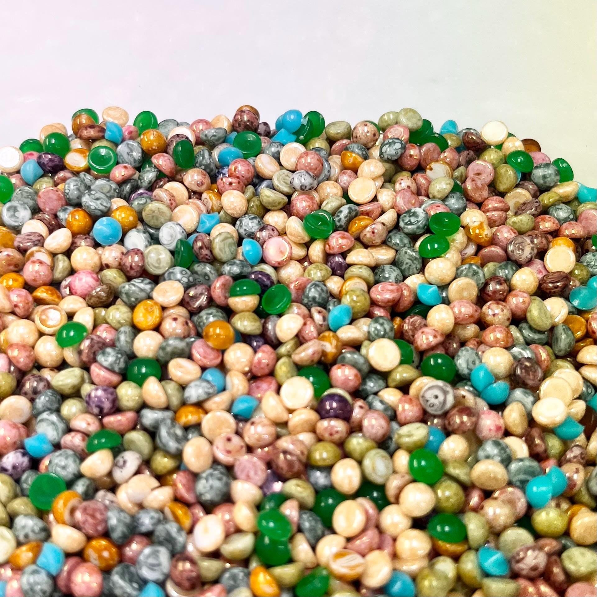 200g Mixed 5mm Vintage Glass Cabochon Round Stones - for Miracle Jewellery Crafts Mosaics MillyOliverVintage