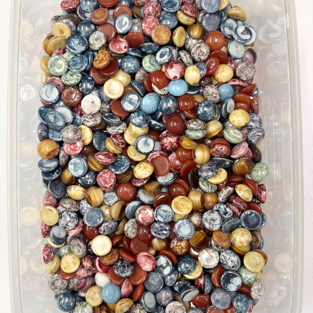 200g Mixed 10mm Vintage Glass Cabochon Round Stones - for Miracle Jewellery Crafts Mosaics MillyOliverVintage