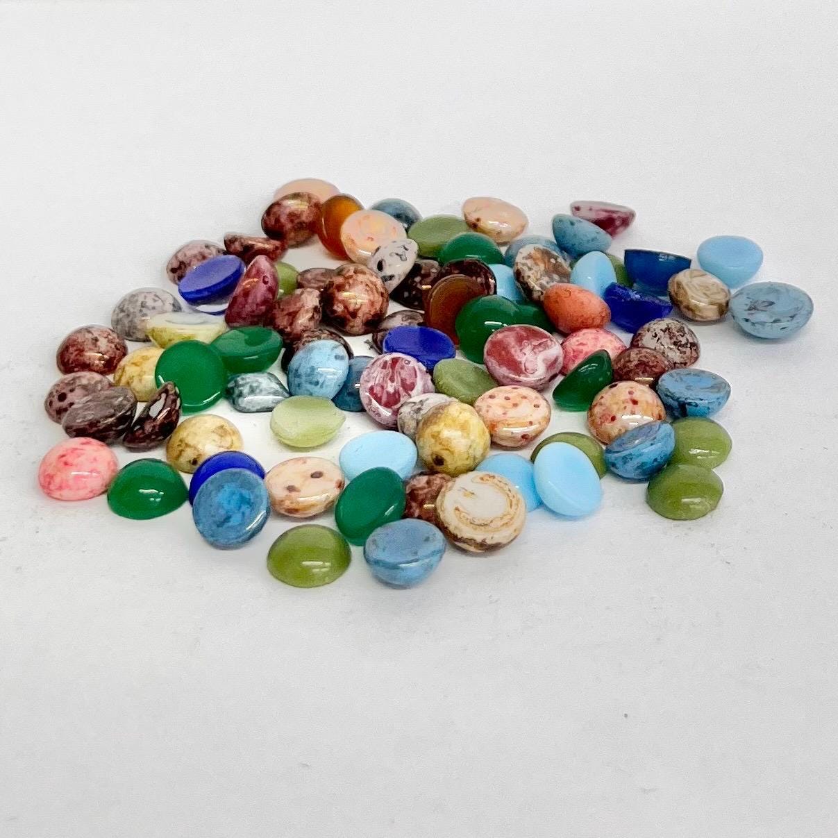 200g Mixed 7mm Vintage Glass Cabochon Round Stones - for Miracle Jewellery Crafts Mosaics MillyOliverVintage