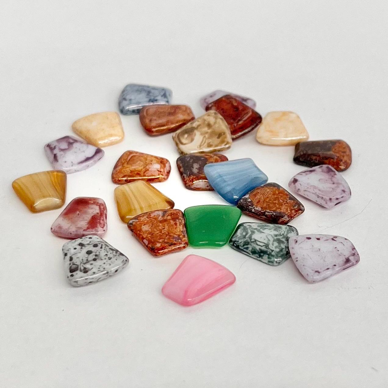 200g Mixed 11x10mm Vintage Glass Cabochon Trapeze Stones - for Miracle Jewellery Crafts Mosaics MillyOliverVintage