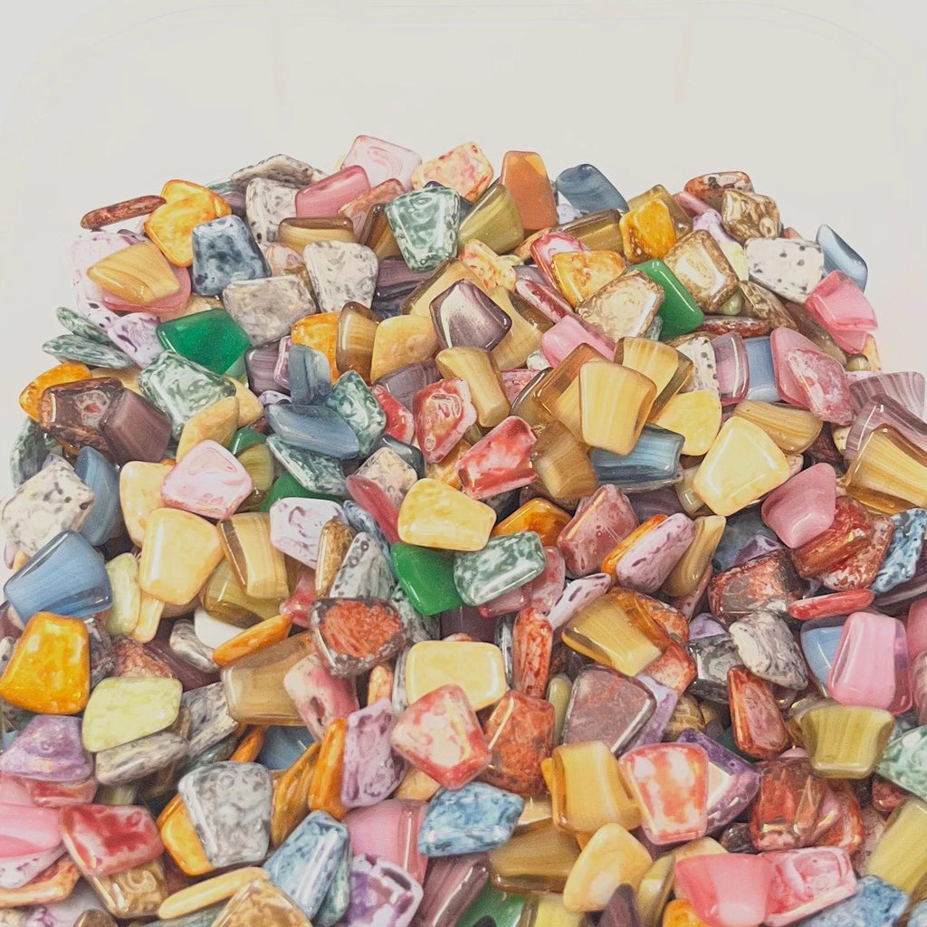 200g Mixed 11x10mm Vintage Glass Cabochon Trapeze Stones - for Miracle Jewellery Crafts Mosaics MillyOliverVintage