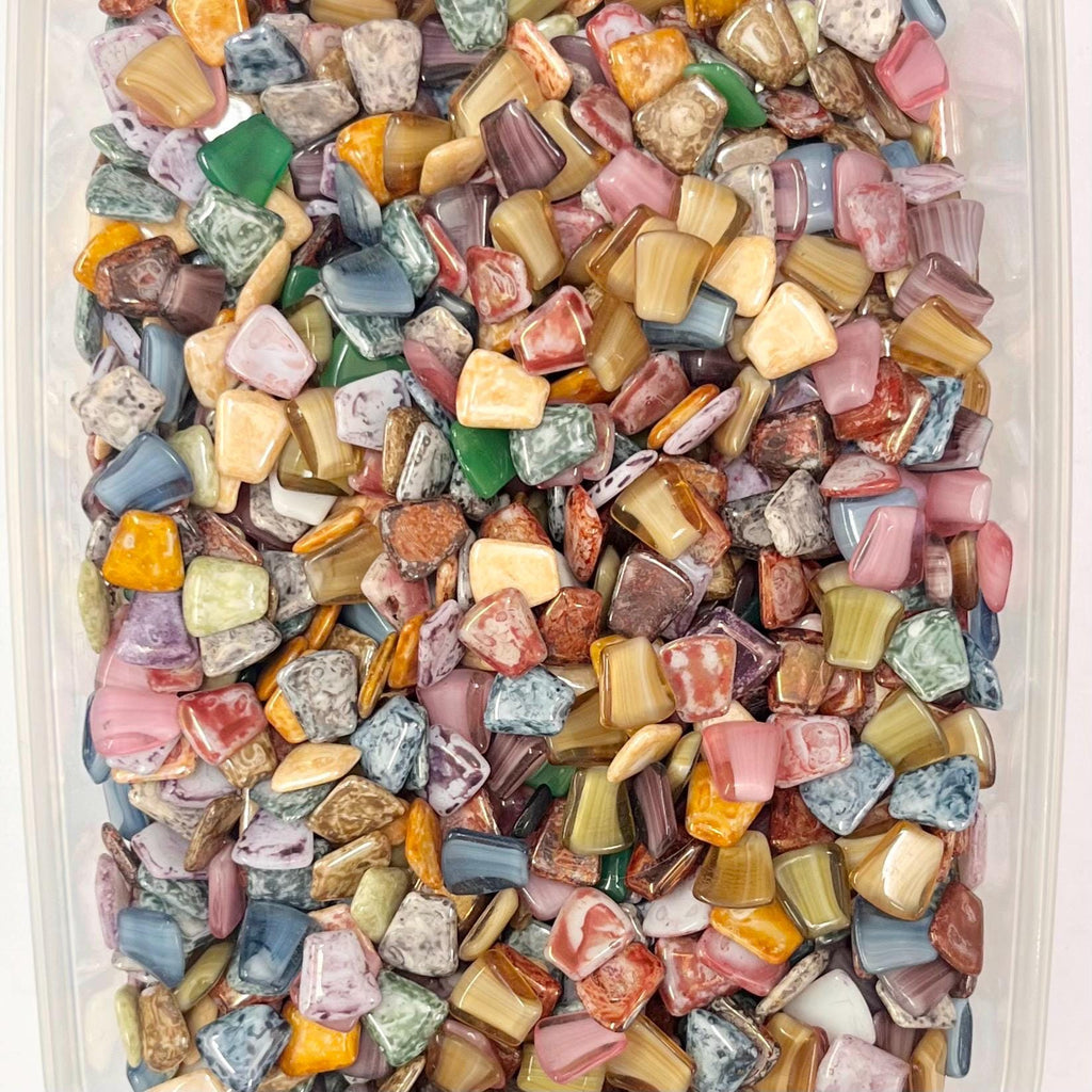 200g Mixed 11x10mm Vintage Glass Cabochon Trapeze Stones - for Miracle Jewellery Crafts Mosaics MillyOliverVintage