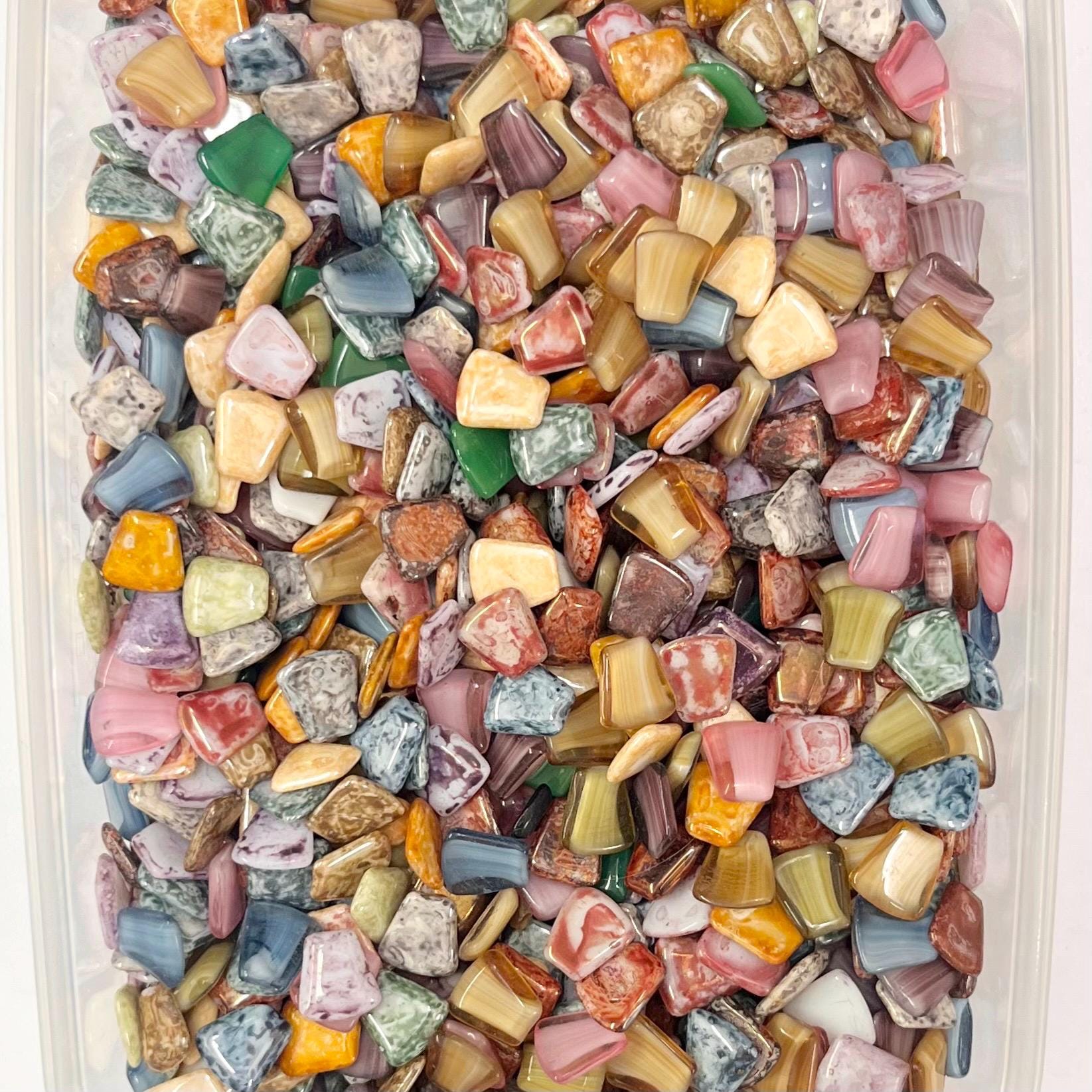 200g Mixed 11x10mm Vintage Glass Cabochon Trapeze Stones - for Miracle Jewellery Crafts Mosaics MillyOliverVintage
