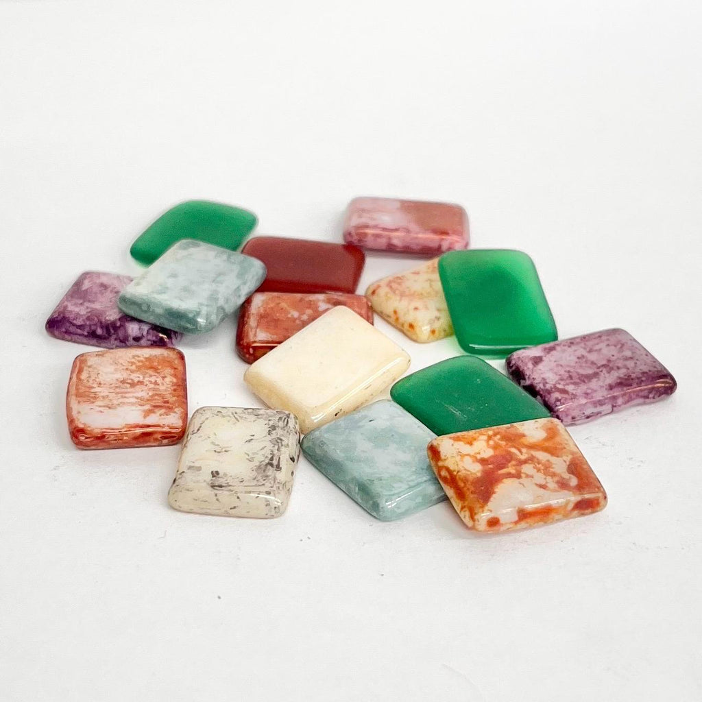 200g Mixed 16x12mm Vintage Glass Cabochon Rectangle Stones - for Miracle Jewellery Crafts Mosaics MillyOliverVintage